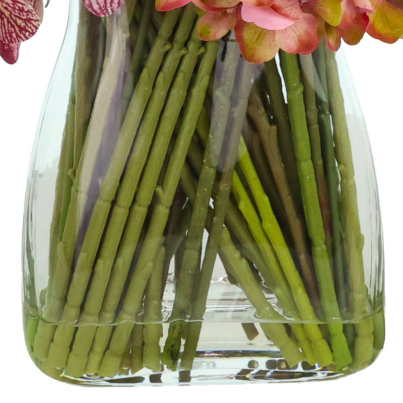 Modern Centerpiece with Orchids, Dahlias and Hydrangeas