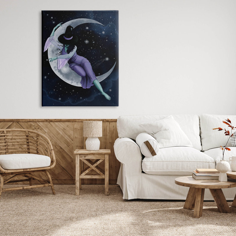 «Moon Witch Starry Night Sky Sky», art mural par Grace Popp, H 48 po x l 36 po x P 1,5 po