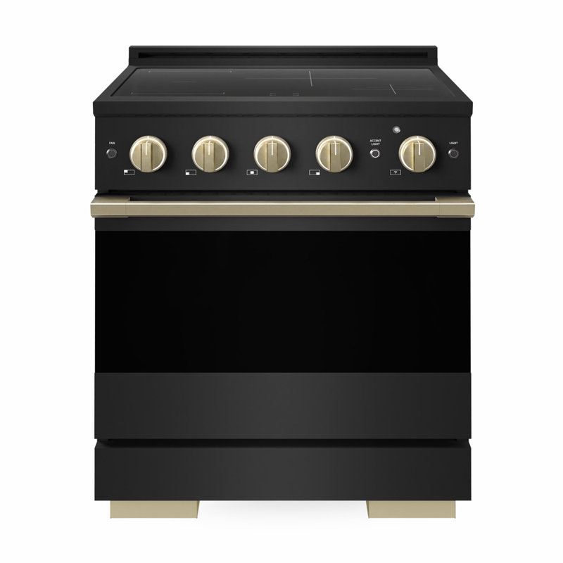 ZLINE Autograph 30 in. Black Stainless Marino Induction Range with Champagne Bronze Accents