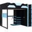 Lit mezzanine en bois pleine grandeur bleu nuage avec lumières, charge, multi-rangement et support pour une chambre organisée efficace-129943948