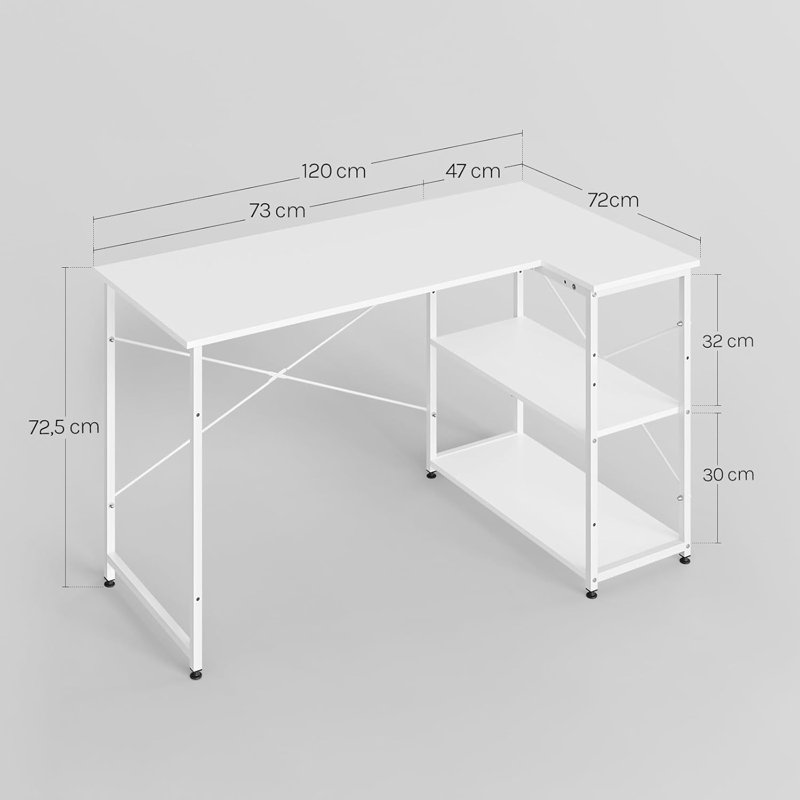 Nikolaos L-Shape Desk, White