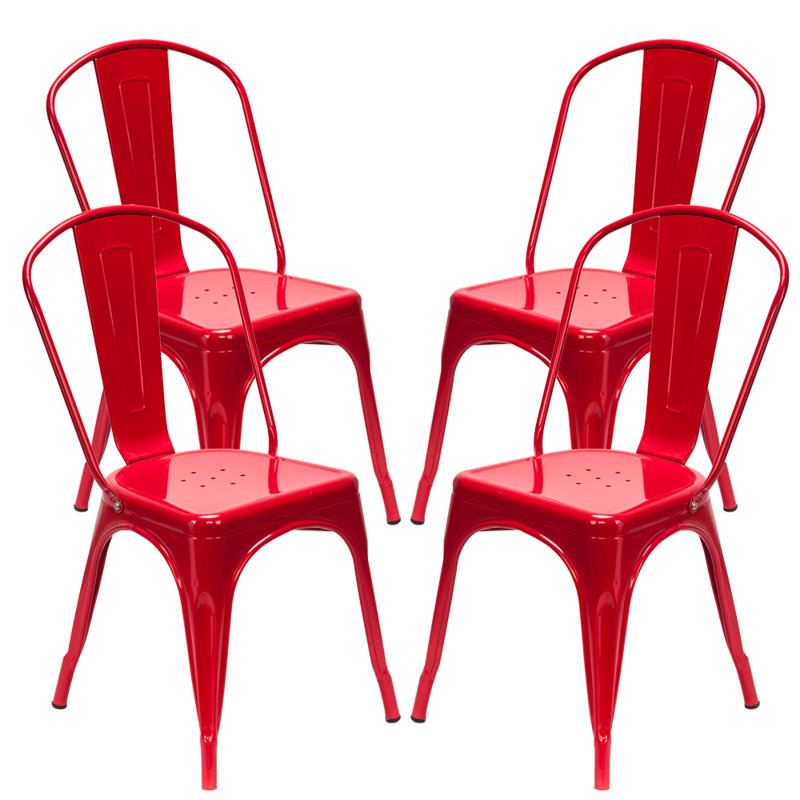 Chaise d'appoint à dossier en lattes Jeanette, Rouge