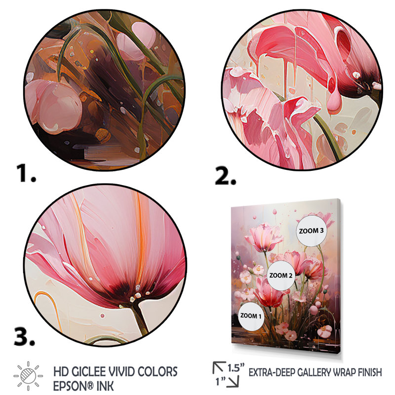 Rose fuchsia, sérénité, fleurs 3 - Fuschia, art mural, Cadre flottant doré, H 40 po x l 30 po x P 1,5 po