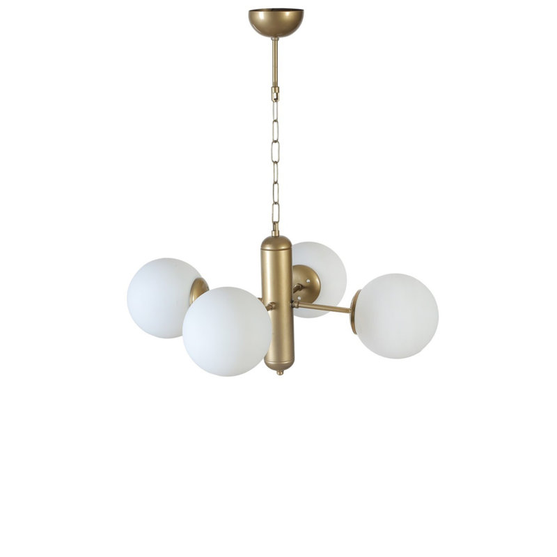 Élégant lustre blanc et doré, structure en métal, 17,7 po de diamètre x 27,6 po de hauteur | Douille E27, 40 W maximum | Certifié IP20 | Luminaire élégant pour le décor du salon, de la salle à manger et du vestibule