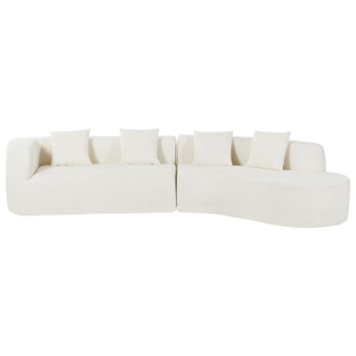 Canapé modulaire U_Style de 132 po au design incurvé, canapé modulaire en chenille 2 pièces avec 4 coussins, éponge moelleuse et coussin à ressorts, grand canapé modulaire en éponge pour le salon