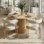 Bingham 4 - Person Dining Table Sets With 52'' Round Table & 4 Upholstered Chenille Gold Chairs
