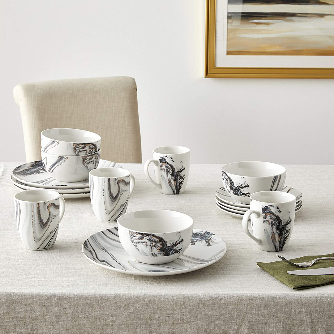 Cromberg Piece Porcelain China Dinnerware Set - Service for 4 Ebern Designs