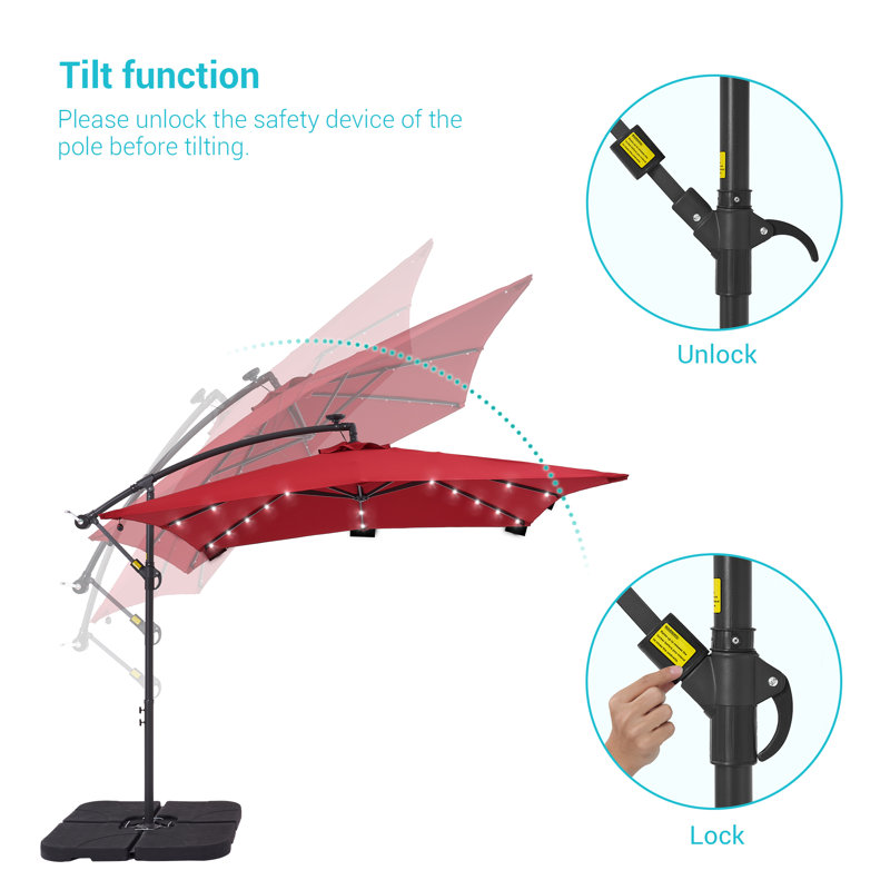 Parasol en porte-à-faux 98,4 po Dannii-Leigh, Rouge