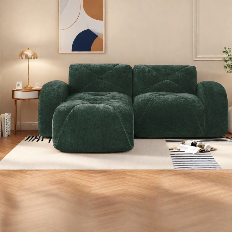 Canapés confortables en forme de L, velours doux, design moderne pour la maison