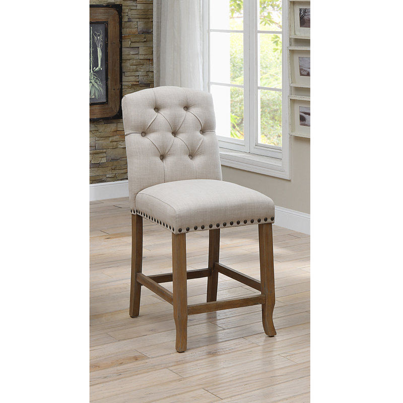 Lyon Upholstered Counter Stool, Ivory, Bar Stool (30.75” Seat Height)