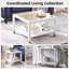 Table basse carrée avec plateau en verre trempé, 27,6 pouces, structure en acier thermolaqué blanc, couche de maille dorée