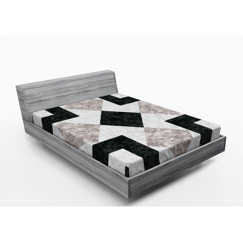 Microfiber Geometric Fitted Sheet, Queen Fitted Sheet