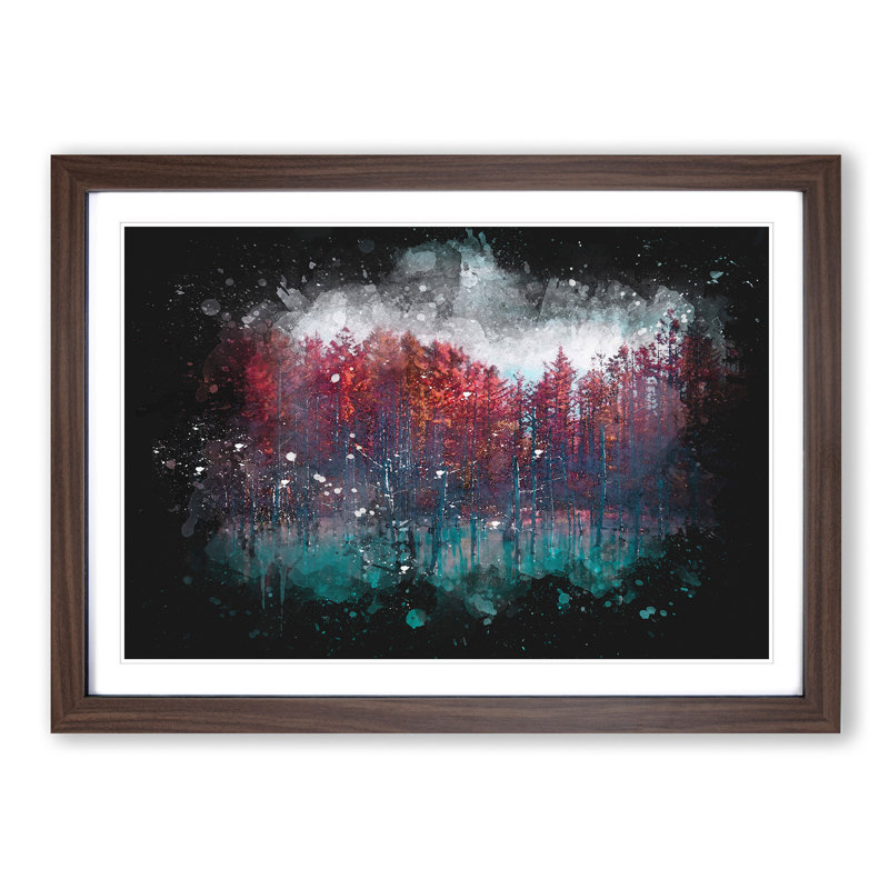 Blue Pond in Hokkaido Japan - Picture Frame Painting Print, 45cm H x 63cm W x 2cm D, Walnut Framed