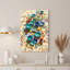 Art mural sur toile en céramique bleue avec citrons oranges et branches olive-132729899