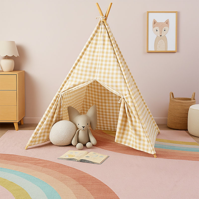 Rug Branch Marlow 8' x 11' (7'7" x 10'10") Pink Rainbow Kids Area Rug, Modern, Medium Pile, Stain-Resistant Carpet - Playroom, Nursery, Toy Room and Bedroom