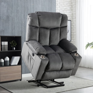 39.4 Wide Ultimate Comfort Power Lift Recliner with Heated Massage Spacious & Ergonomic Red Barrel Studio Body Fabric: Chocolate Microfiber/Microsue