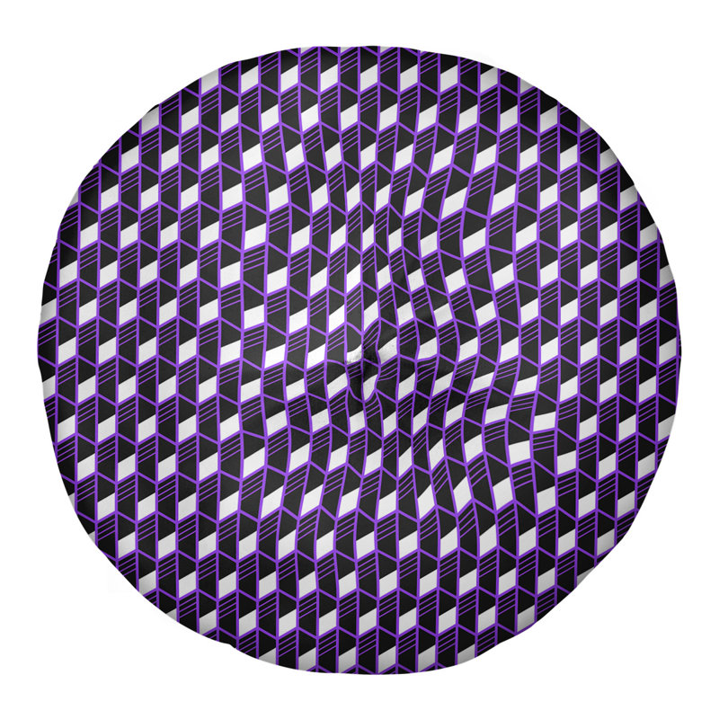 Coussin de sol géométrique Katelyn Elizabeth, 26 po x 26 po, Mauve / Noir