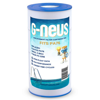 Filtre pour piscine et spa G-NEUS | Remplace CX760RE, C751, Clearwater II 75, Pro Clean 75, PA76, Unicel C-8411, FC-1255 | Couverture de 75 pieds carrés | Cartouche de remplacement haute performance, paquet de 1