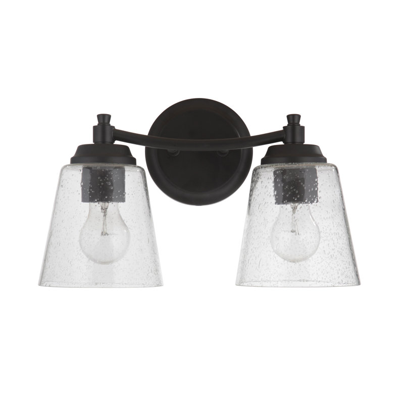 Éclairage pour salle de bain 2 lumières à intensité variable Damarye, Noir mat, Transparent