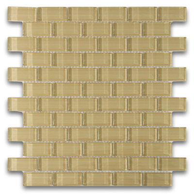 CNK Earth Glass Mosaic Tile in Khaki Elegant Backsplash Waterproof Indoor & Easy Installation - 1" x 2"