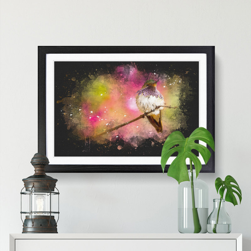 Hummingbird - Single Picture Frame Print on MDF, Black Framed, 33cm H x 45cm W x 2cm D
