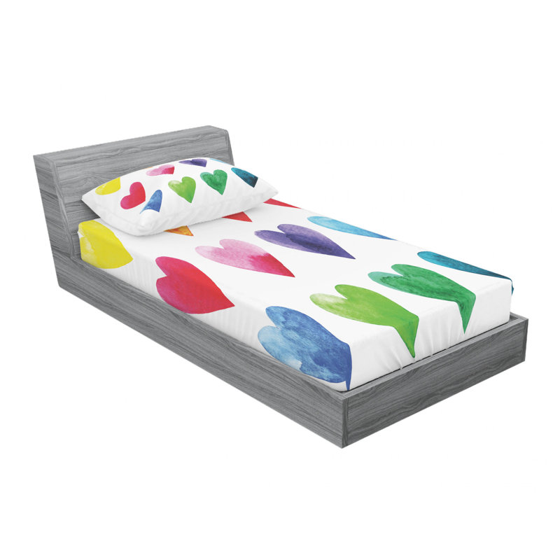 Microfiber Sheet Set, Twin Sheet Set with Fitted Sheet, Heart