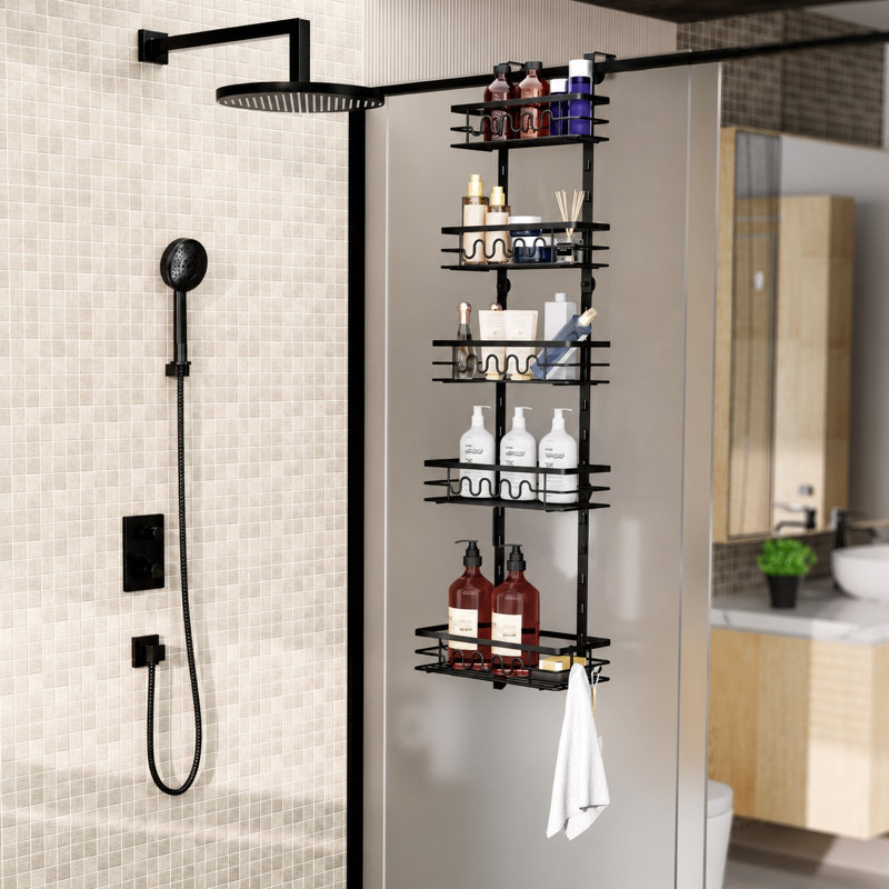 Heavy-Duty Over-the-Door Organizer Rack – 3-Tier Metal Hanging Shelf for Bathroom, Kitchen, or Pantry – Space-Saving Wall Mounted Storage for Spices, Cans, or Accessories