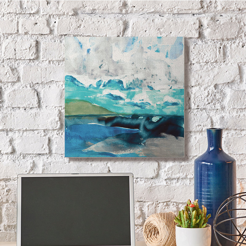 «Coastal Landscape Abstraction Flowing Blue Ocean Sky» par Jeff Iorillo - impression, Toile tendue, H 24 po x l 24 po