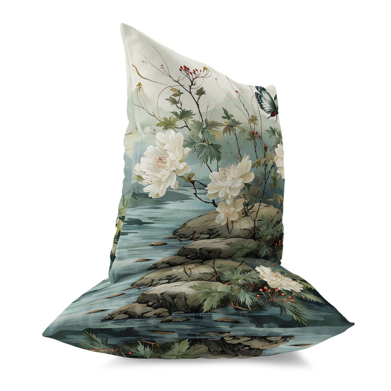 Coussin décoratif réversible intérieur / extérieur Butterfly Crest Ridge, H 16 po x l 16 po