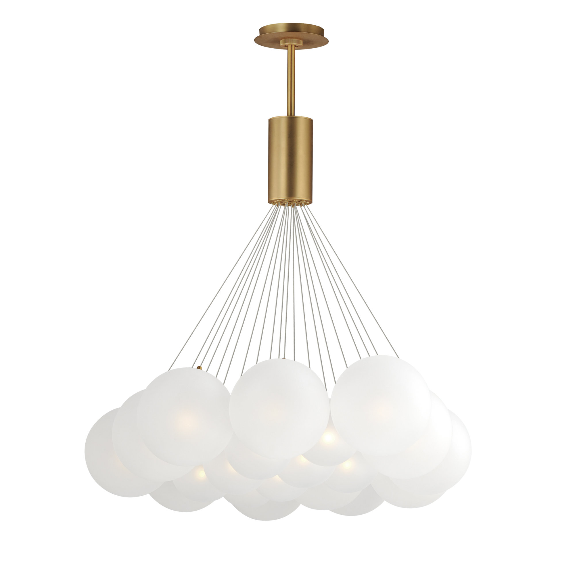 Alikee 20 Light Glass Steel Dimmable Pendant, White, Gold