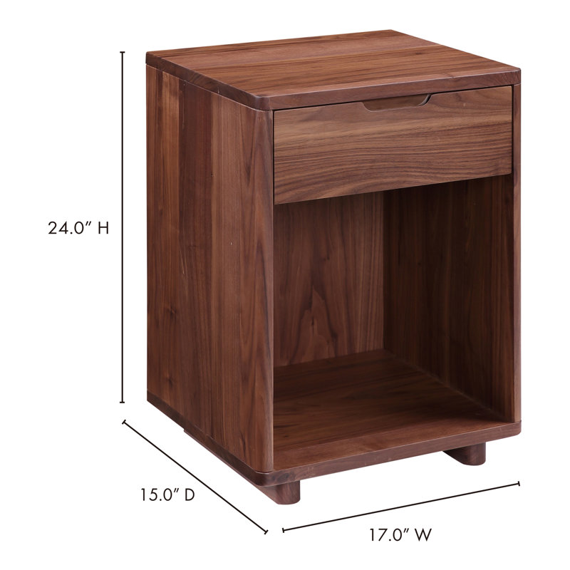 1 - Drawer Nightstand, Walnut