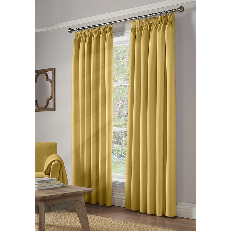 Beauvallon Blackout Thermal Curtains, 155 W x 137 D cm, Ochre