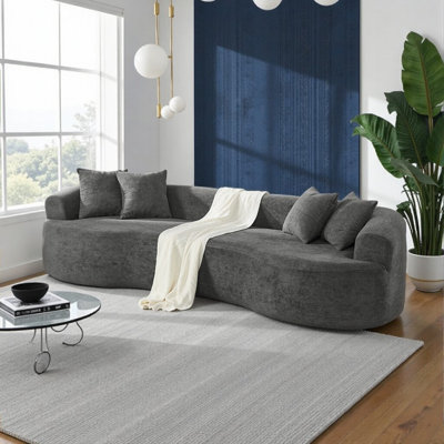 Confort semblable au nuage: canapé modulaire courbé moderne à 4 places - chenille moelleuse, aucun assemblage requis