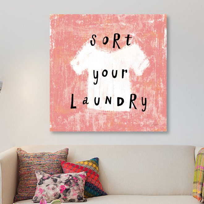 «Laundry Rules III», art textuel sur toile, H 12 po x l 12 po x P 0,75 po, Pas de tapis, Toile tendue