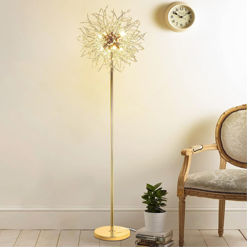 Lampe sur pied en cristal 69 pouces, Doré