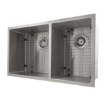 Chamonix Stainless Steel 33" L x 19" W Double Basin Undermount Kitchen Sink with Basket Strainer
