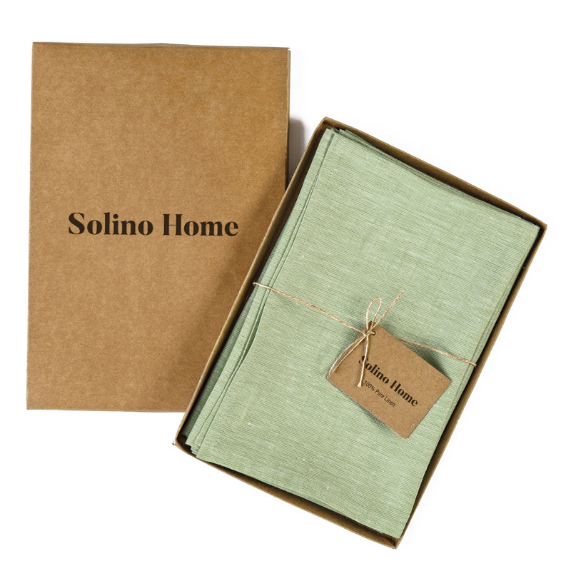 100% Pure Linen Dinner Napkins - Athena, Chambray Green