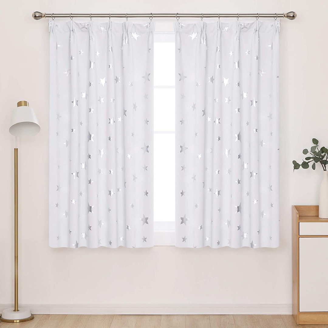 Deconovo Curtains For Bedroom Super Soft Thermal Insulated Pencil Pleat Star Printedout Curtains For Living Room 2 Panels