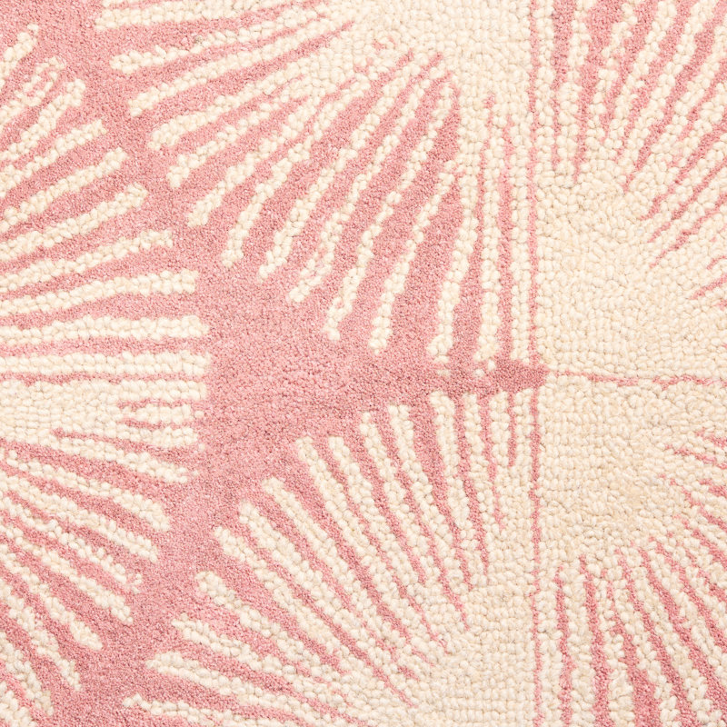 Tapis rose en laine fabriqué à la main à motif géométrique rose 9 pi x 12 pi Kendall NICOLE MILLER