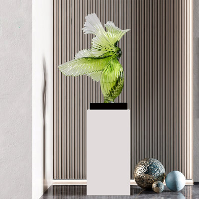 Objet décoratif en marbre vert et blanc en forme de résine