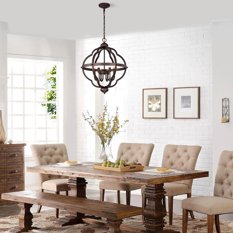 Tiverton 6 - Light Dimmable Lantern Geometric Chandelier, Oil Rubbed Bronze