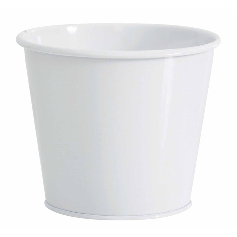 Seau en métal, H 5,25 po x l 6,75 po x P 6,75 po, Blanc