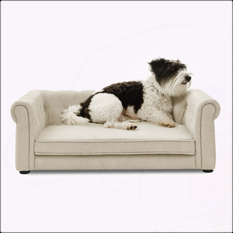 Elegant Rectangular Pet Bed for Small and Medium-Sized Dogs, Durable and Comfortable, Ideal for Indoor Use., Beige
