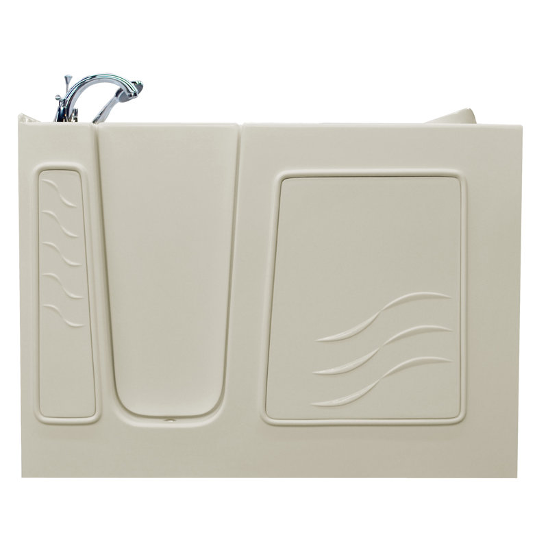 Ashton 52.8'' x 29.5'' Alcove / Tile In Soaking Fiberglass Bathtub with Faucet, Biscuit, Left