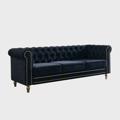 Jaquavia 84.65'' Velvet Rolled Arm Chesterfield Sofa -  House of HamptonÂ®, 37165362C4264BB48C8B9BE6364B007D