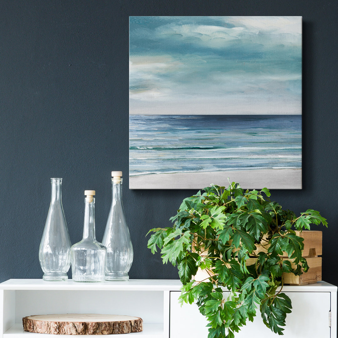 Blue Silver Shore II - Wrapped Canvas Painting Print Beachcrest Home™ 