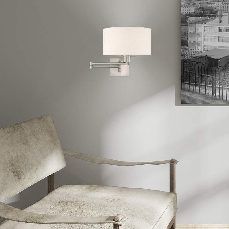 Kevyn Swing Arm Sconce, Brushed Nickel, Oatmeal