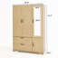 Armoire 4 portes avec miroir, armoire à DEL avec portes et 2 tiroirs, armoire de rangement en bois avec tringle, tablettes réglables