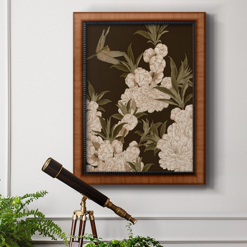 Toile encadrée asiatique de qualité supérieure Brocade III - prête à être accrochée, H 20 po x l 16 po x P 2,5 po