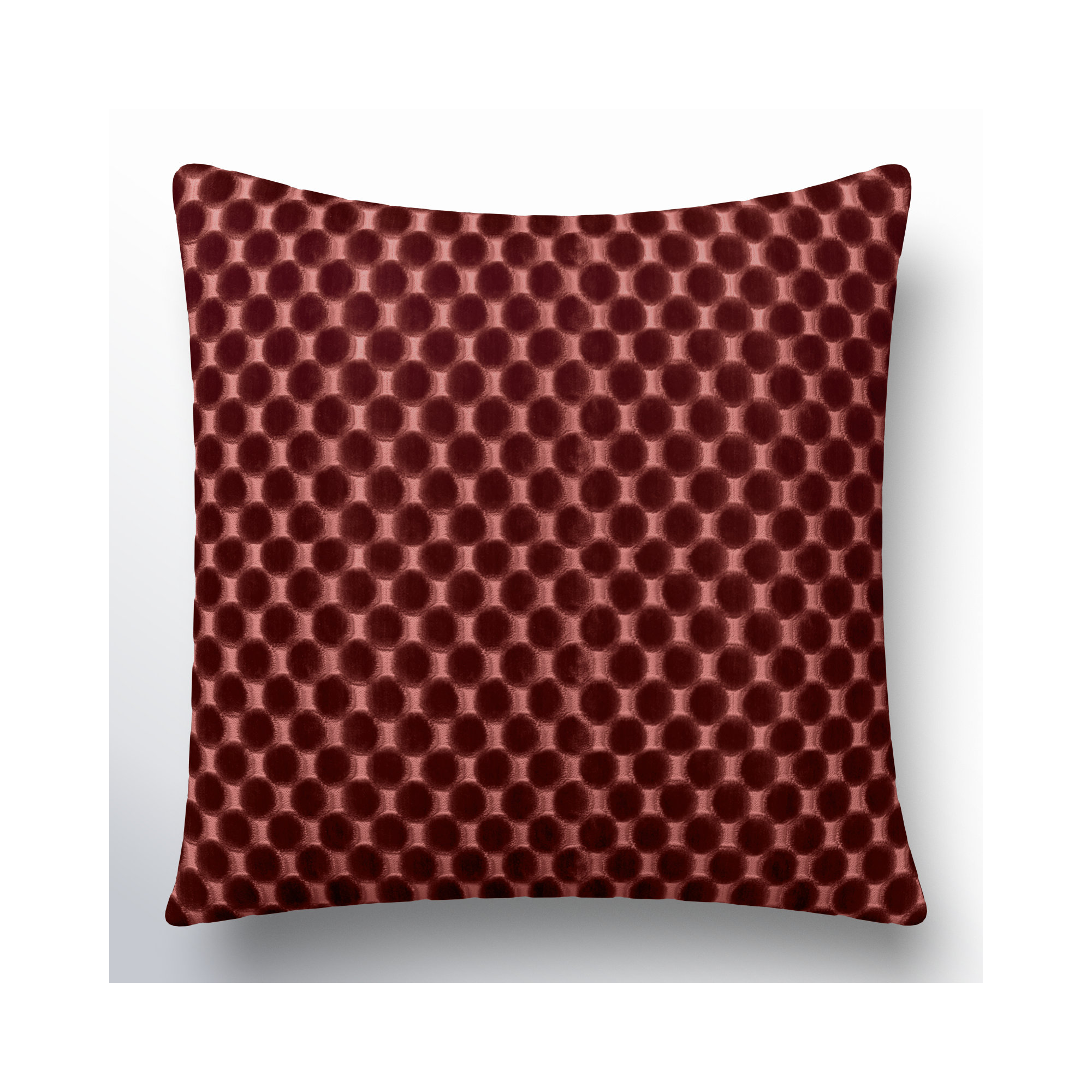 Nirvan Velvet Dot Throw Pillow, Garnet, Square 22", Feather